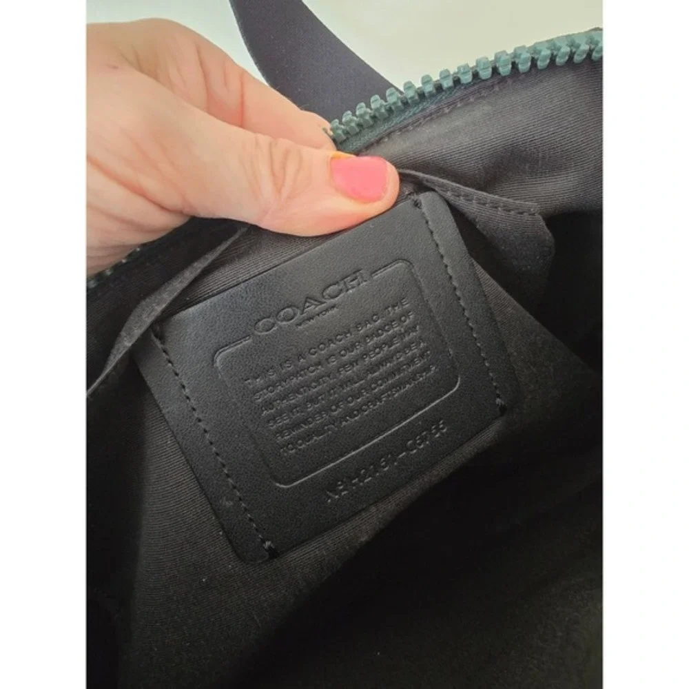 Coach‎ Signature Monogram Crossbody Bag Charcoal Black Green C0755 Messenger